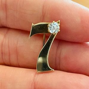 Vintage Lucky Number 7 Gold Pin